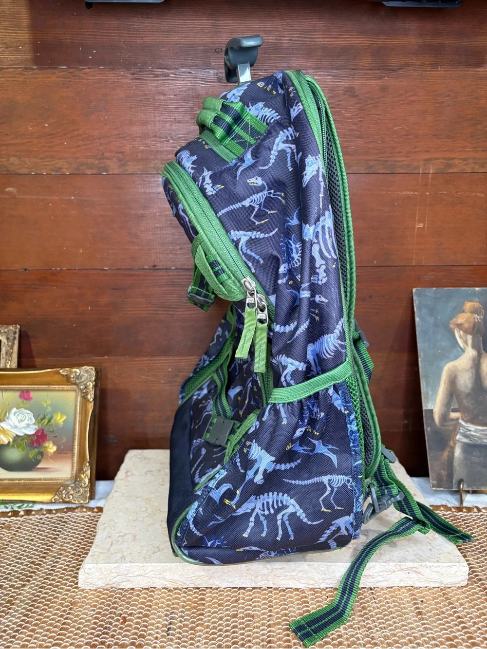 Pottery Barn Kids Mackenzie Rolling Dinosaur Backpack Navy Blue Green